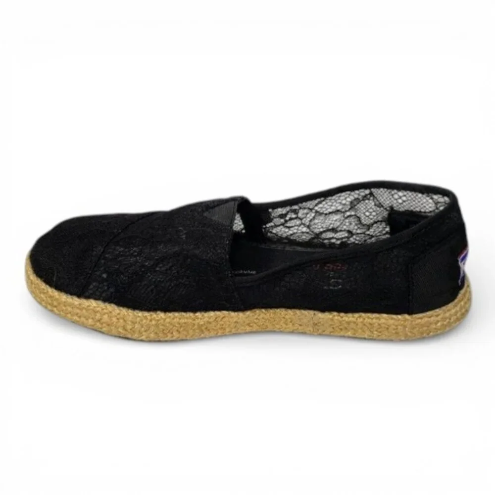 Skechers Bobs Floral Mesh‎ See Through Top Slip On Espadrille Shoe 7.5